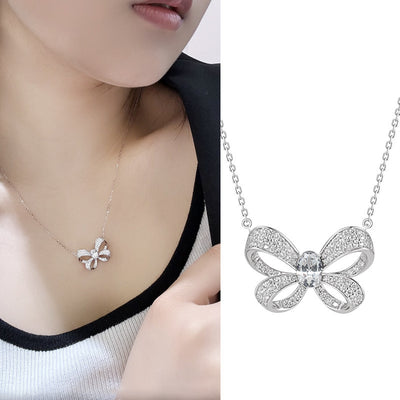 925 Sterling Silver Jeweleries Colorful Bow Necklace