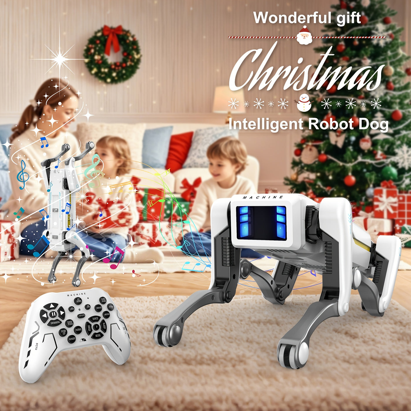 Intelligent Robot Dog 24GHz Remote Control Dog With A Maximum Remote Control Distance Of 98425 inch AI Voice Control Can Be Connected To Mobile Apps Can Dance Programmable Supports Voice Commands Top Children Christmas And New Year Gifts