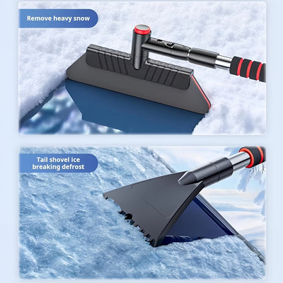 2in1 Auto Glass Snow Brush  Ice Scraper  Retractable Foam Head Wide Deicing Shovel for Windshield Protection Rotating Snow Removal Tool